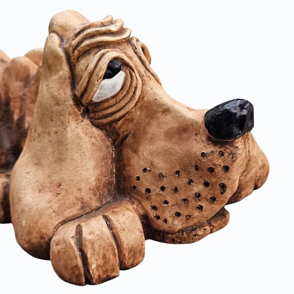 Vintage Bill Vernon Hand Carved Wooden Hound Dog Folk Art Figure Signed 1980 - Picture 6 of 15